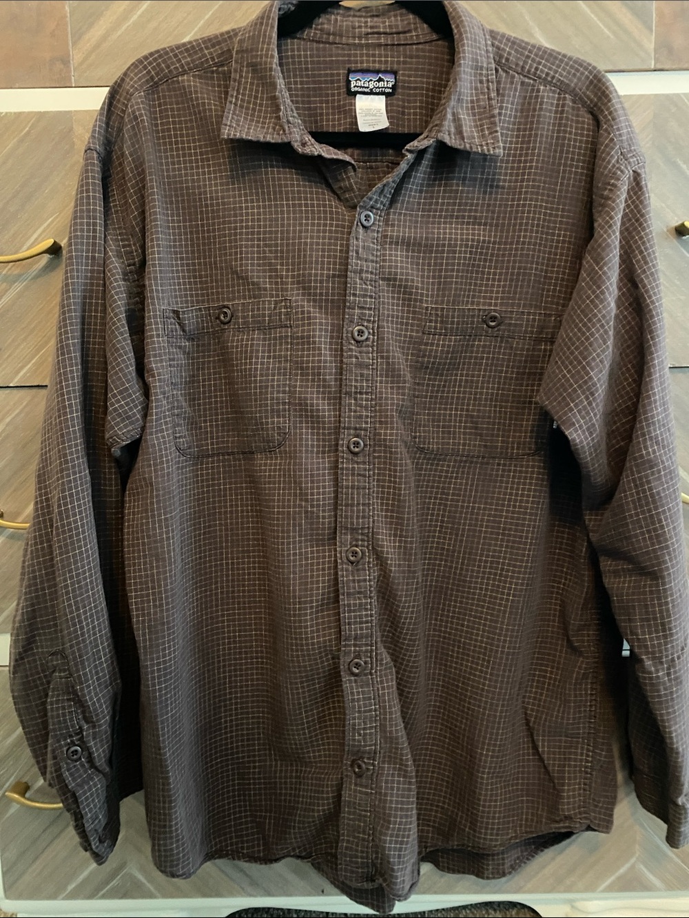 Patagonia Men’s Brown Checked Long-Sleeve Button-Down Shirt